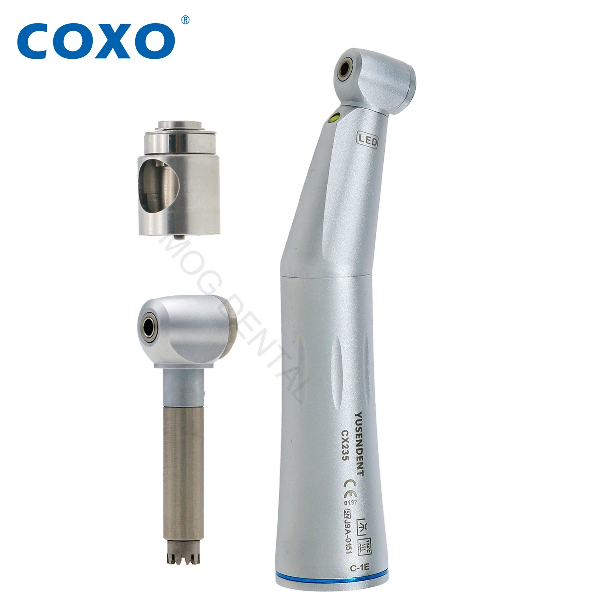 COXO yusent Dental kecepatan rendah Handpiece 1:1 LED kontra sudut Handpiece CX235-1E Internal Water Spray Fit NSK KAVO