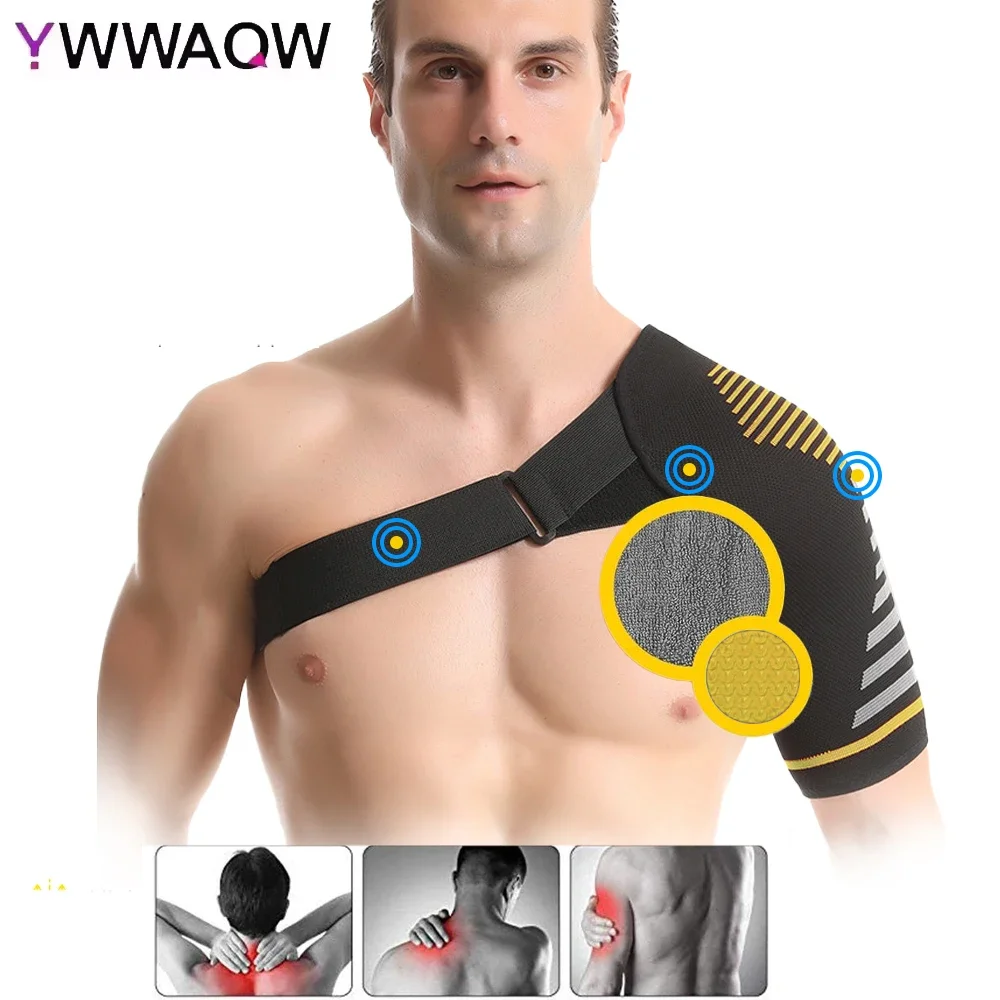 Adjustable Left/Right Shoulder Support Compression Shoulder Brace Warmer Protector Strap Guard for Torn Rotator Cuff Joint Pain