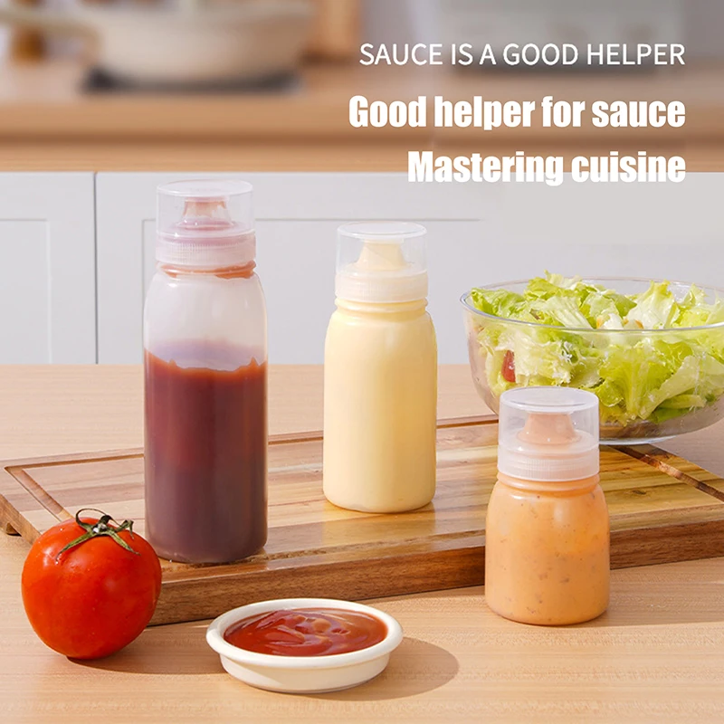 Botella de salsa exprimible, contenedor de condimentos de plástico recargable duradero a prueba de fugas para ensalada, ketchup, mermelada de miel, botella de salsa exprimible