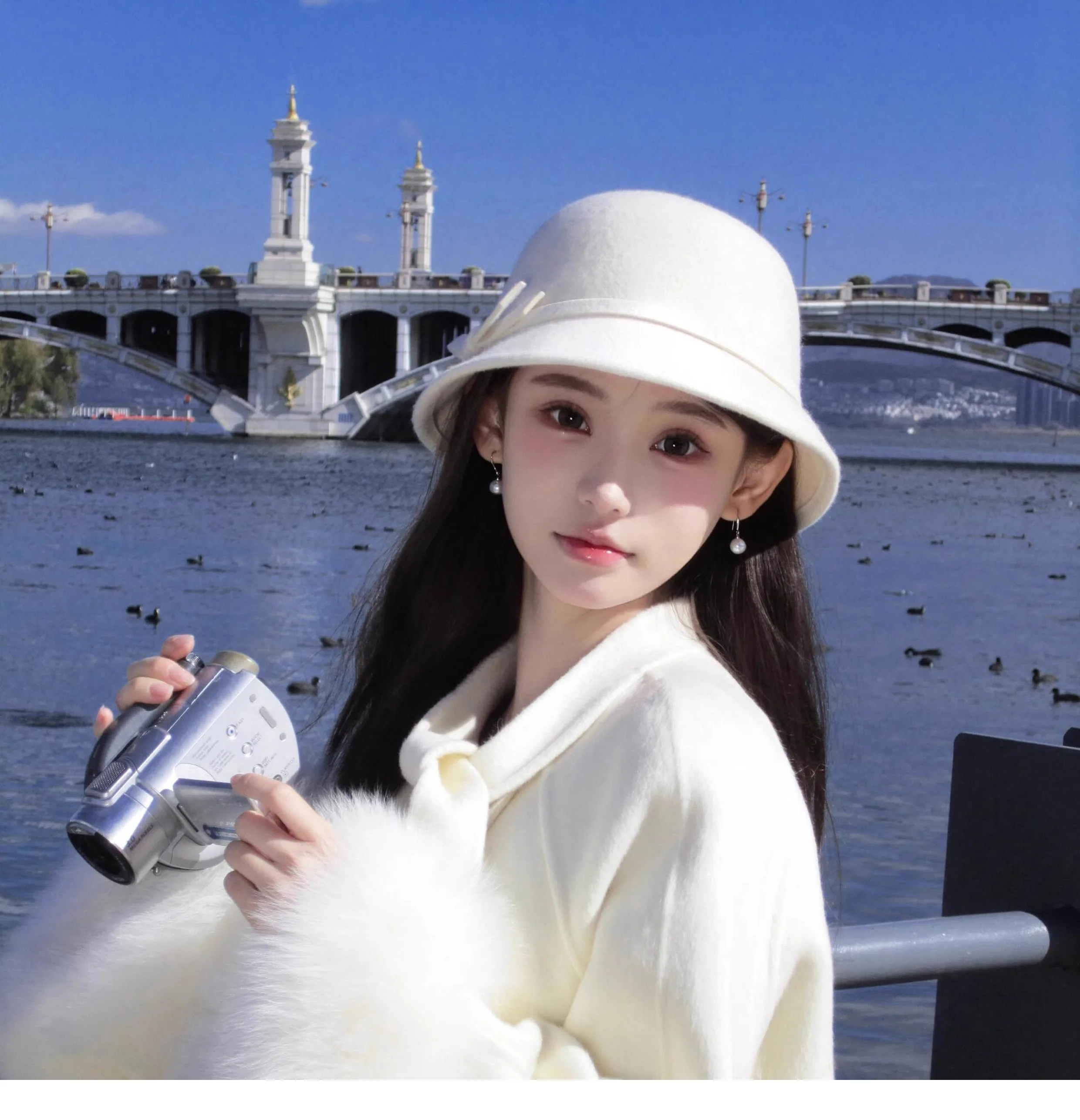 우아한 오드리 헵번 스타일 울 펠트 버킷 햇 - 프렌치 시크 샤넬 스타일 여성용 페도라 가을 겨울용