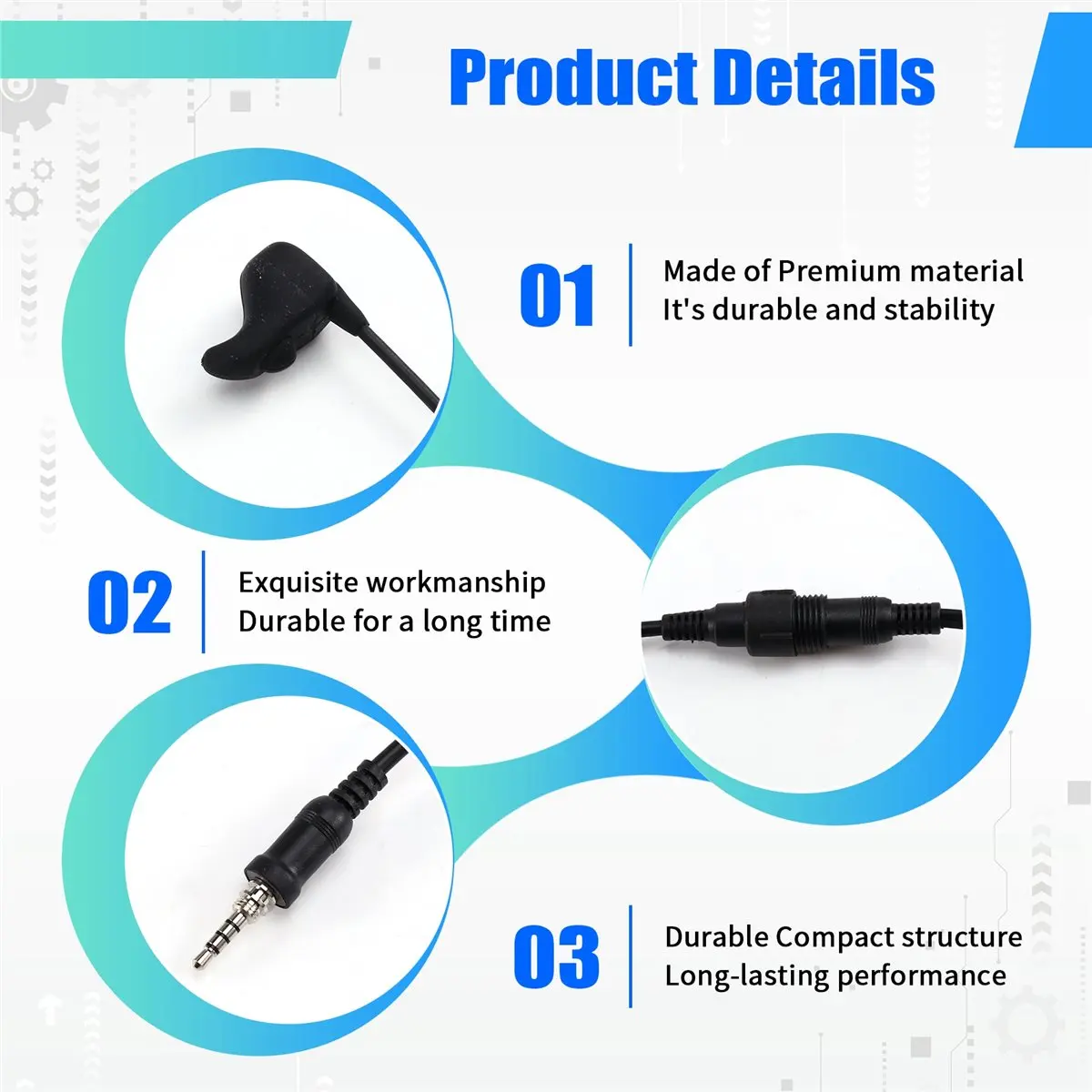 OKgood Ear Bone Earpiece Speaker Mic Finger PTT Headset for Yaesu Vertex VX-6R VX-7R