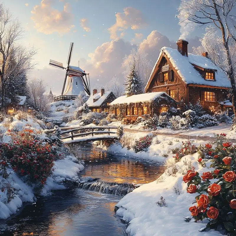 

CHENISTORY Diamond Embroidery Snow House Full Square Round Diamond Painting Landscape New Arrival Mosaic Crafts Kit