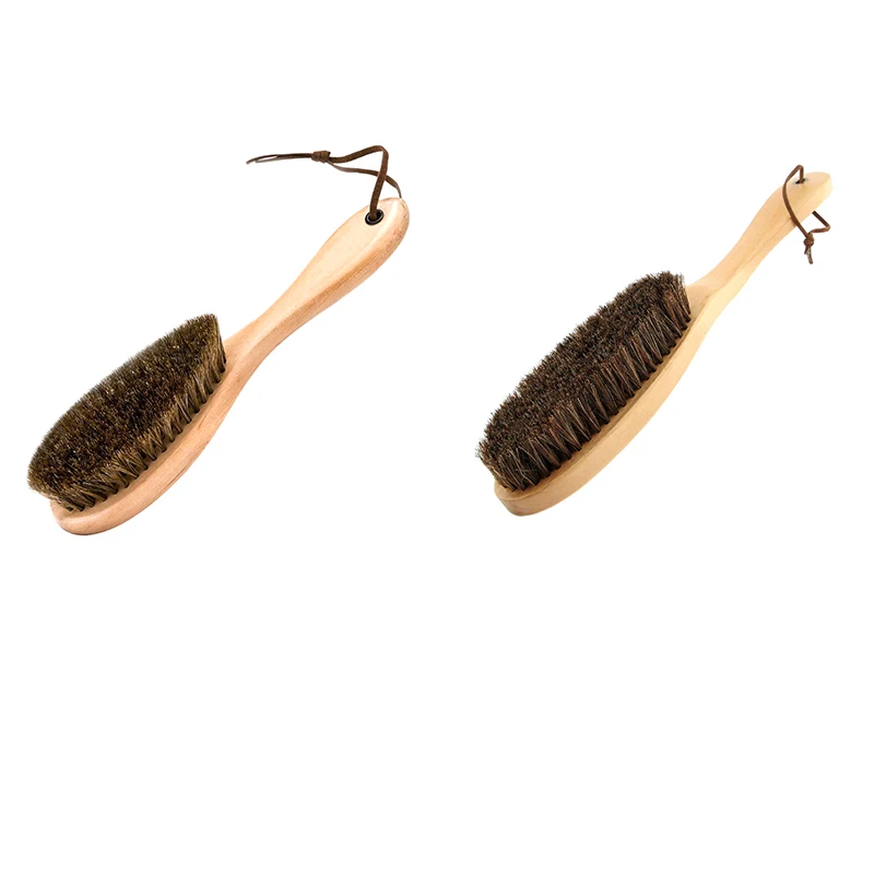 Full Horse Hair Long Handle Brush Shoe Brush Elastic Horse Hair Shoe Brush Deashing Oiling and Polishing Brush