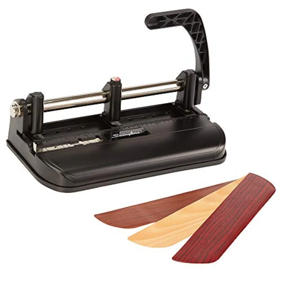 

3 Hole Punch Heavy Duty 32 Sheet Capacity Three Hole Puncher 3 Ring Adjustable 2-7 Hole Paper Punch Black and Silver 74350