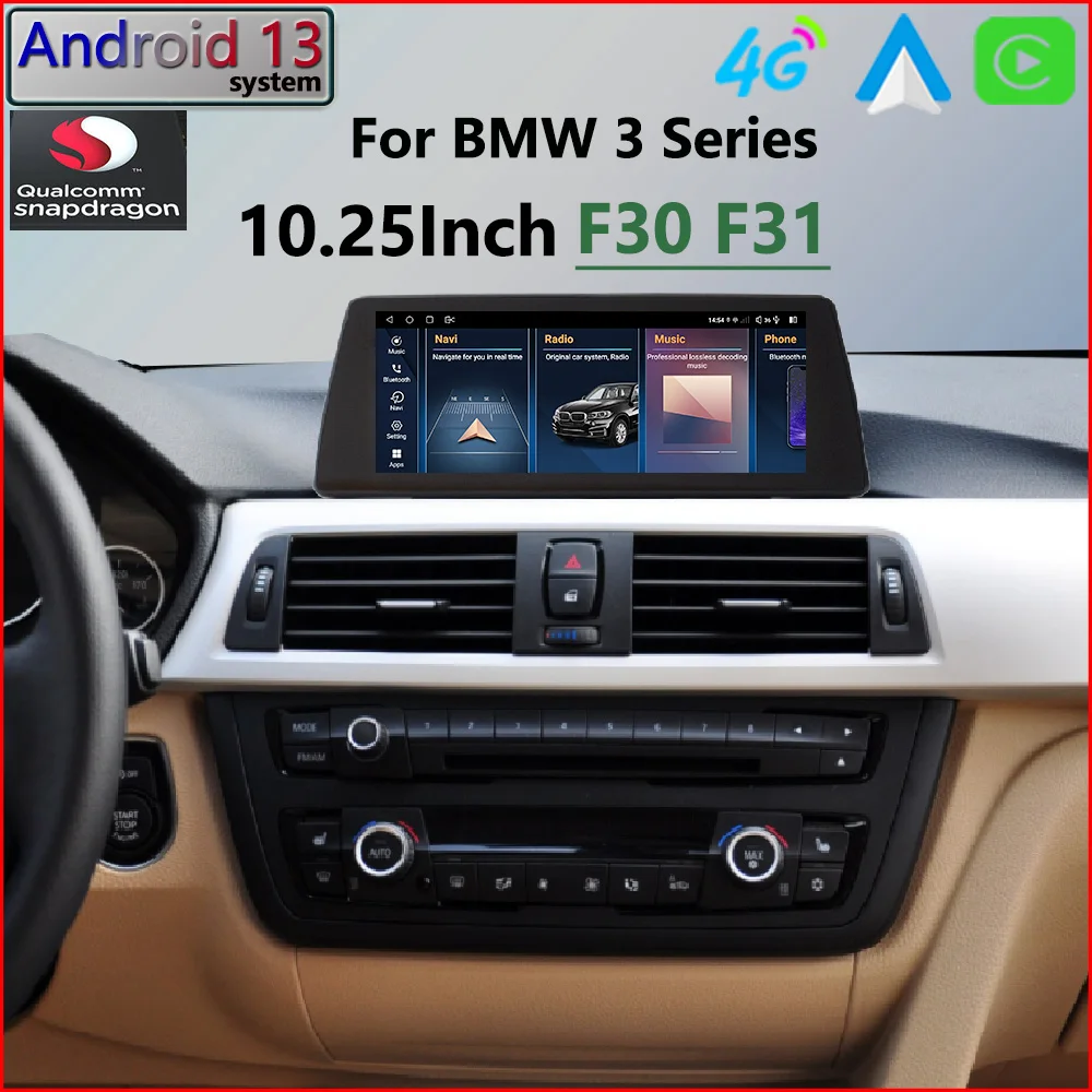 Android 13 For Qualcomm BMW 3Series F30 F31 G20 NBT EVO 320i 10.25inch CarPlay Car Radio stereo GPS Navigation Multimedia Player