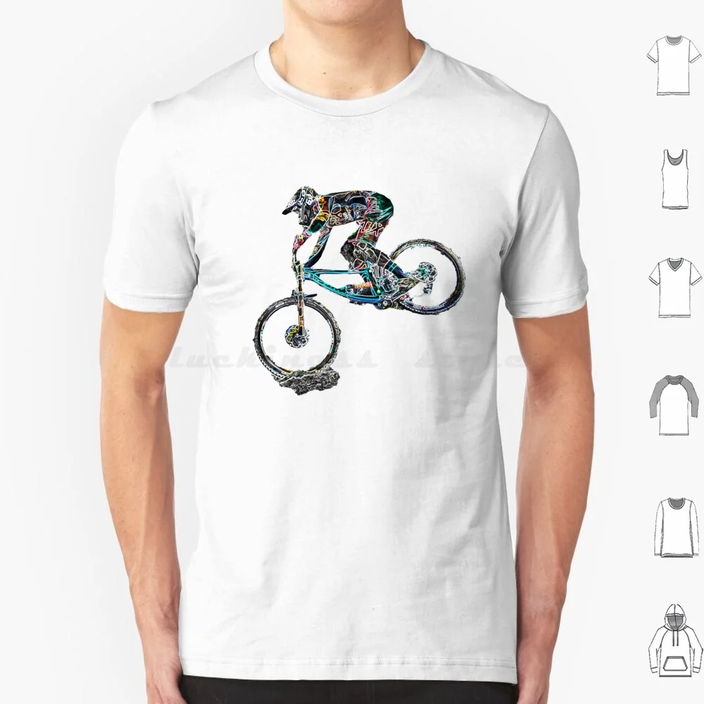 Downhill Mountain Biking T Shirt Big Size 100% Cotton Mountain Bike Bike Jump Mountain Downhill Hill Descent Speed Black White