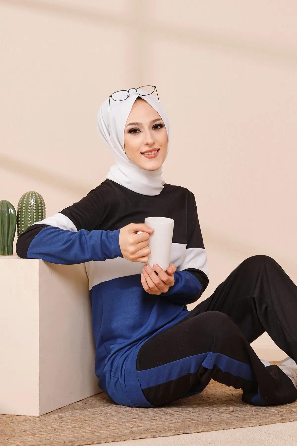 Sport Tuniek Broek Kombin Saks Winter Herfst 2021 Moslim Vrouwen Hijab Hoofddoek Islamitische Turkije Fas Lange