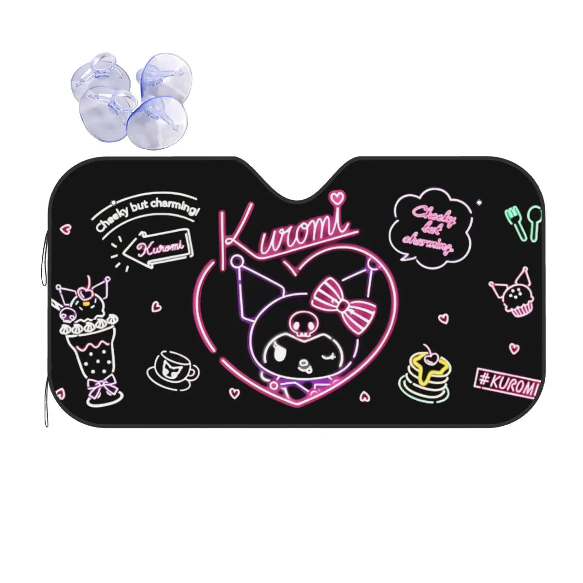 Kuromi dibujos animados Vintage parabrisas sombrilla 70x130cm láminas sombrilla visera parasol proteger