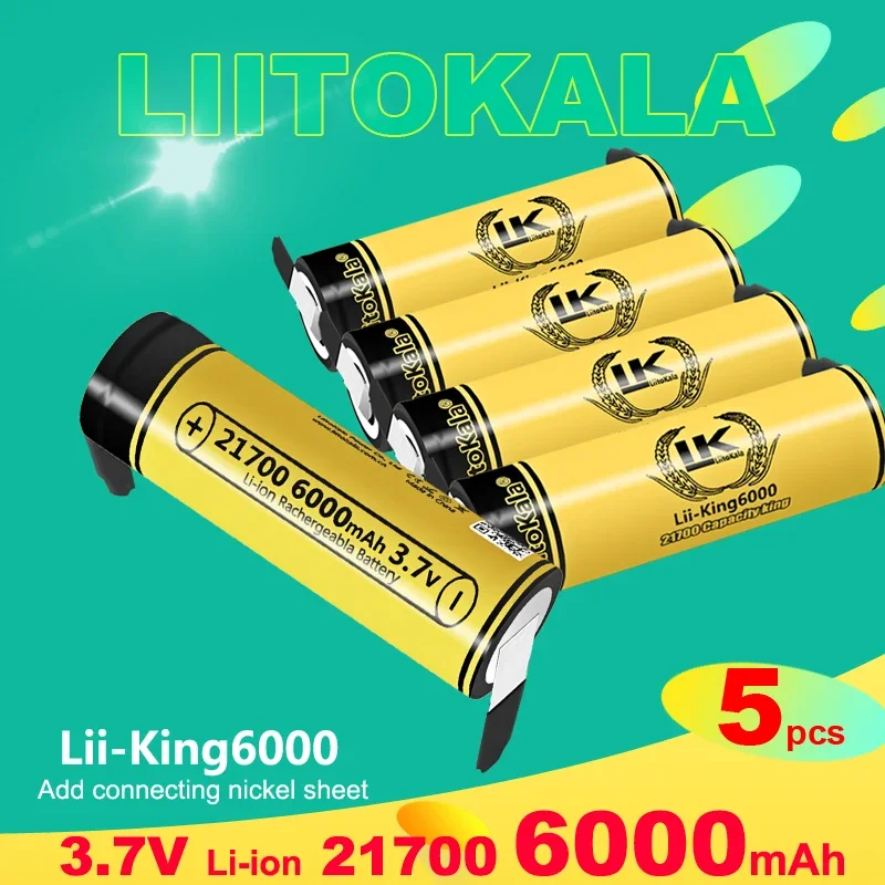 5PCS LiitoKala King6000-N Highest Capacity 21700 6000mAh Battery 3.7V For Consumer Electronics And Home Appliances