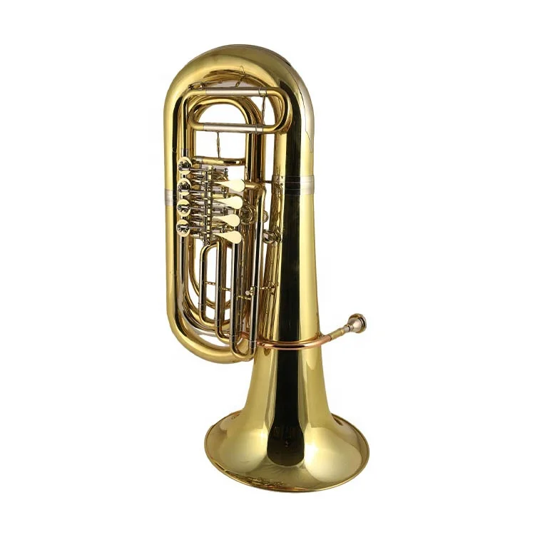 Wholesale Brasswind Instruments yellow brass Clear Lacquer Tuba with 4 rotary valves for Juniors