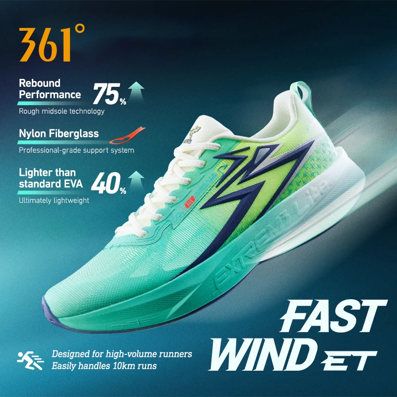 361 Degrees Spire Wind ET Men Running Shoes Cushioning Rebound Comfort Track Technology Shock-Absorbing Mesh Sneakers 572522266