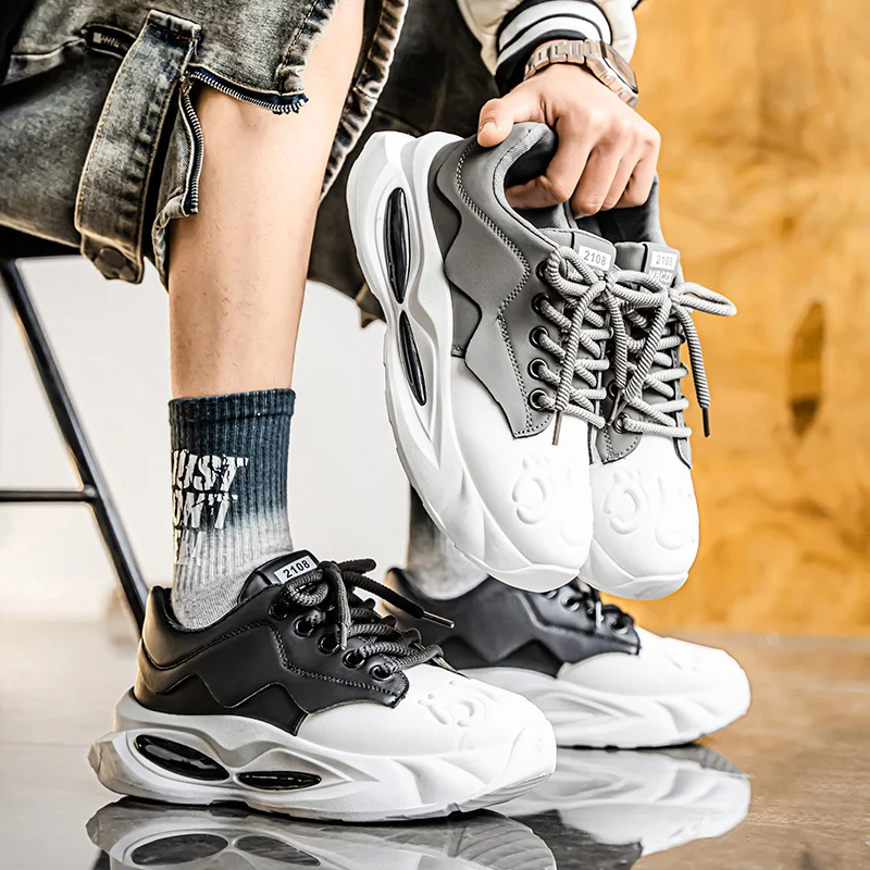 

Новые мужские повседневные кроссовки на толстой подошве, удобная повседневная стильная модная мужская обувь с цветными блоками, универсальный стиль