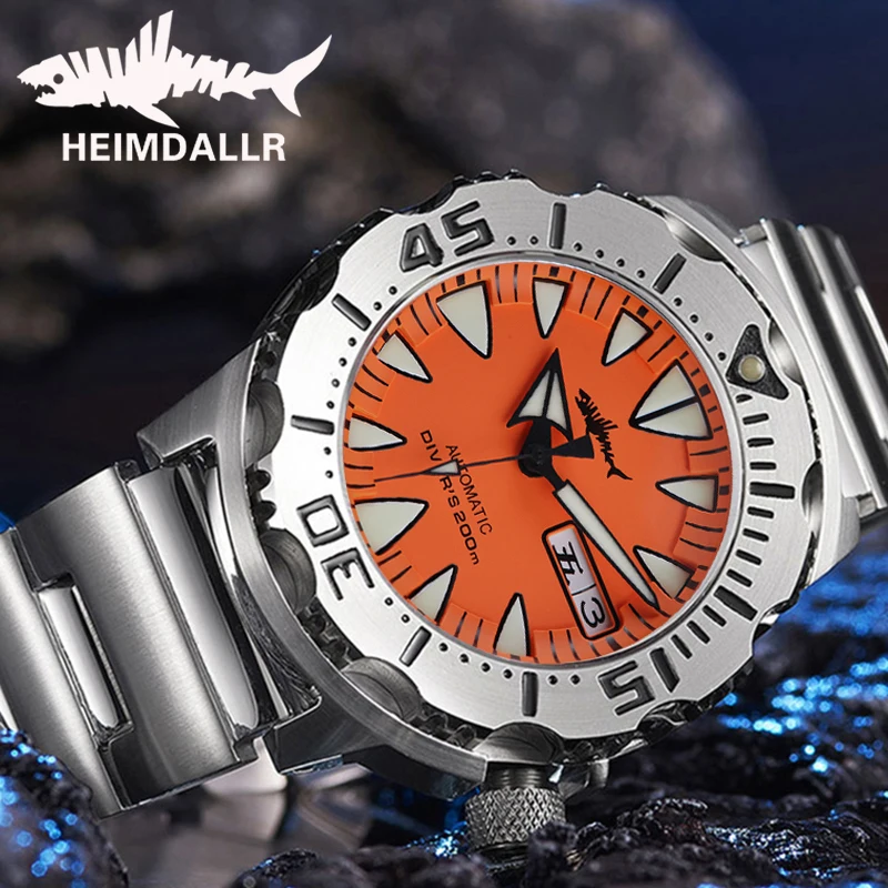 HEIMDALLR Monster Automatic Watch Men NH36A Men\'s Mechanical Watches Sapphire Glass C3 Luminous 200M Waterproof Diving Clock