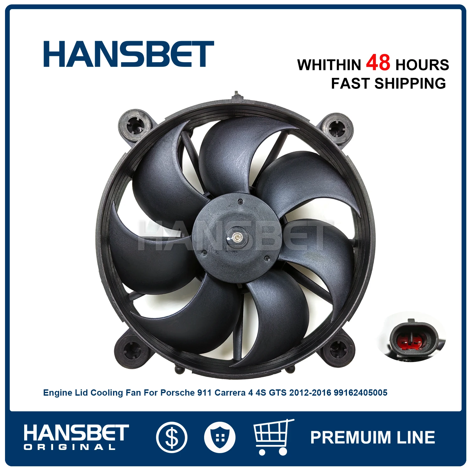 Premium Engine Lid Cooling Fan For Porsche 911 Carrera 4 4S GTS 2012-2016 99162405005 HANSBET