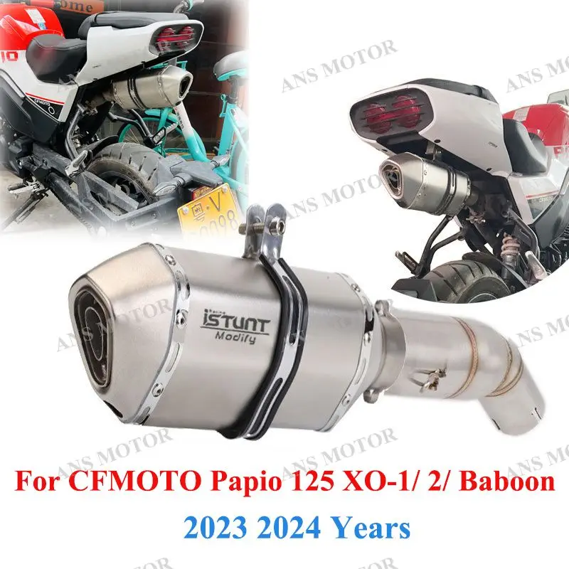 Slip On Escape For CFMOTO Papio 125 XO Baboon 2023 2024 Exhaust Middle Pipe 51MM Modify XO Exhaust With Removeable DB Killer