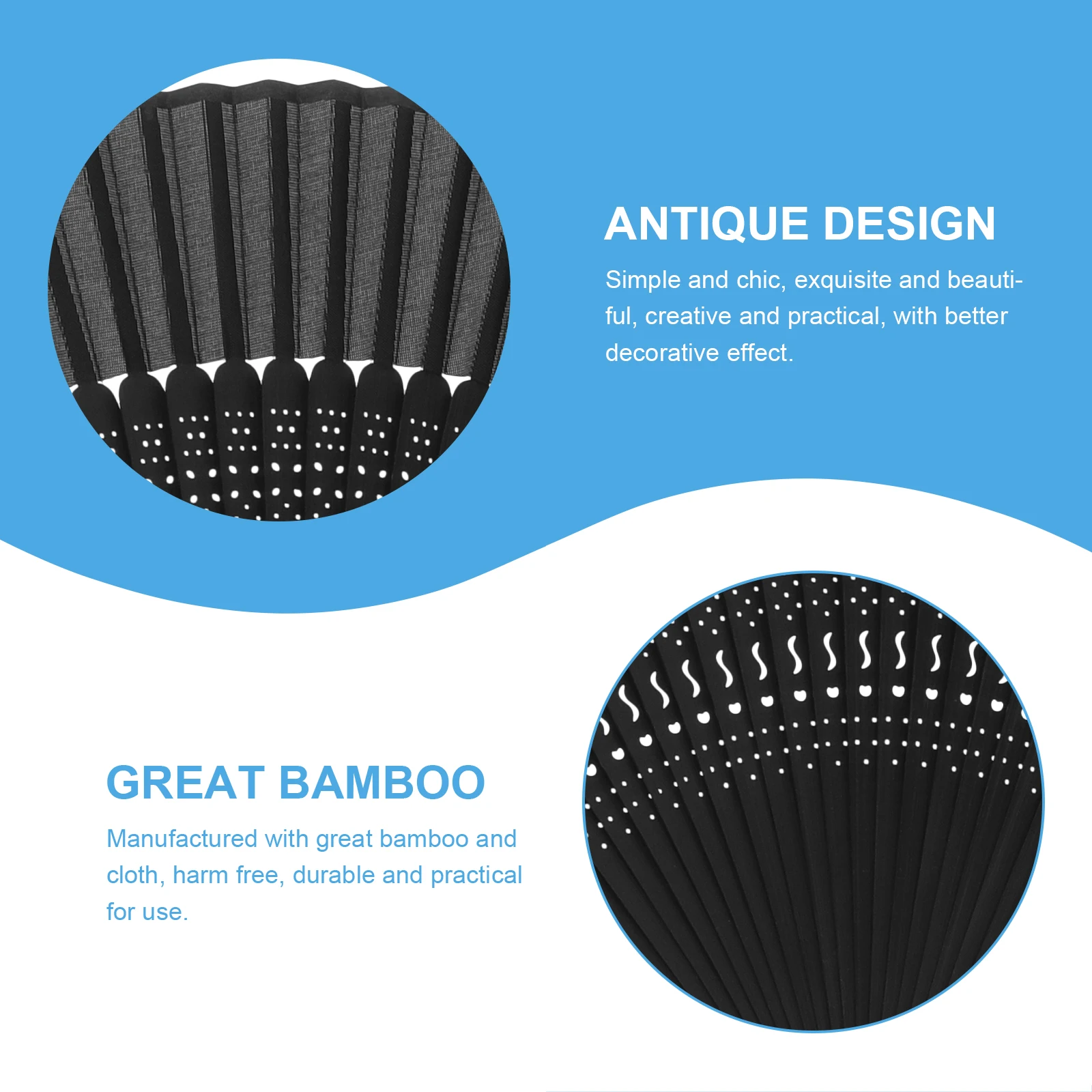

Elegant Black Folding Fans Tassel Women's Dance Fan Craft Decorative Wedding Party Home DIY Stage Props Traditional Chinese