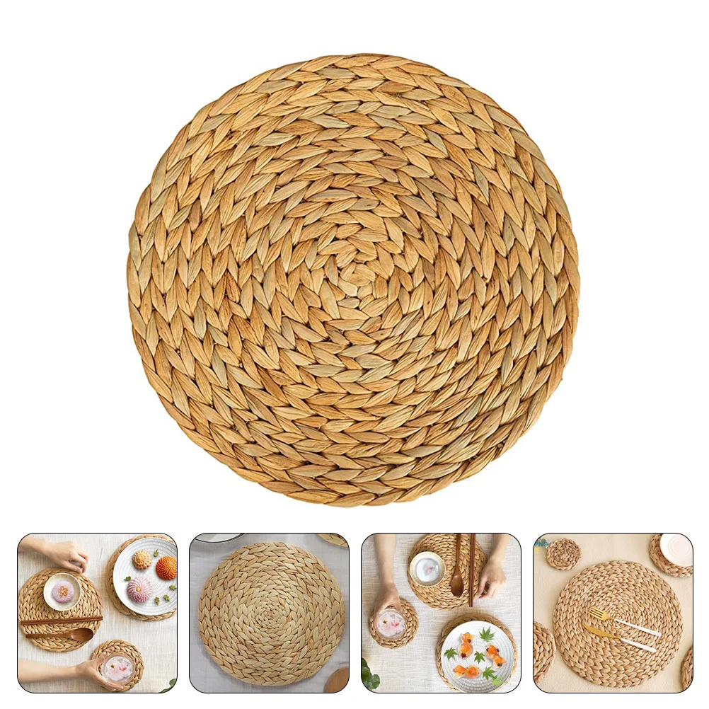 تحديد الموقع المنزلية المنسوجة جولة النمط الرعوي العزل الحراري طاولة طعام الديكور مقاومة للاهتراء إبريق الشاي حصيرة أطباق وسادة #3