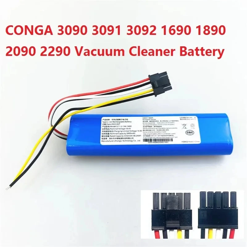 14.4V 12800mAh Battery Pack 100% New for For CECOTEC CONGA 3090 3091 3092 1690 1890 2090 2290 Robot Vacuum Cleaner Accessories