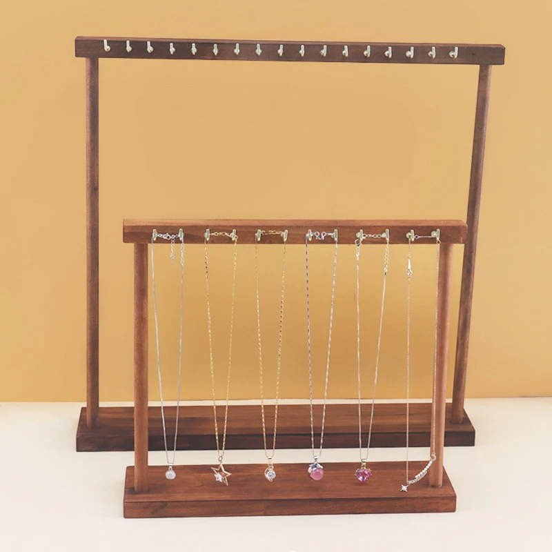 Wood Jewelry Organizer Display Stand Necklace Hanging Countertop Rack For Chains Earrings Bracelets Showcase Storage Rack
