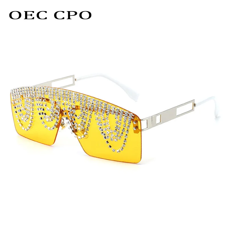 Diamonds One piece Sunglasses Women Goggle Oversized Luxury Rhinestone Sun Glasses Female UV400 Shades Shield Eyewear gafas sol