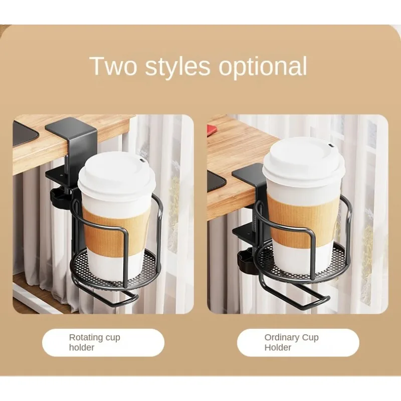 360 Degree Rotating Table Edge Clamp Anti-Fall Cup Holder 2 in 1 No Drill Desk Cup Holder Adjustable Upgraded Arm Clamp Stand