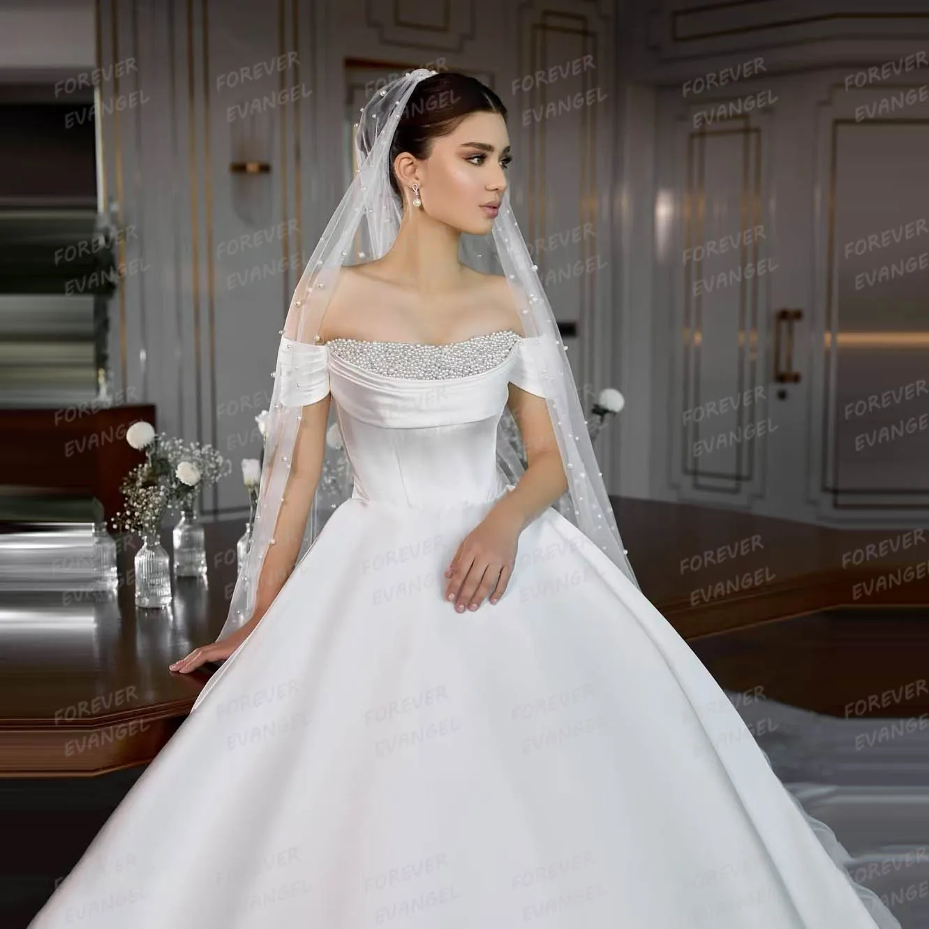 럭셔리 섹시한 A 라인 웨딩 드레스, 신부 볼 가운, 우아한 스팽글 2025, 스윕 트레인 맞춤형