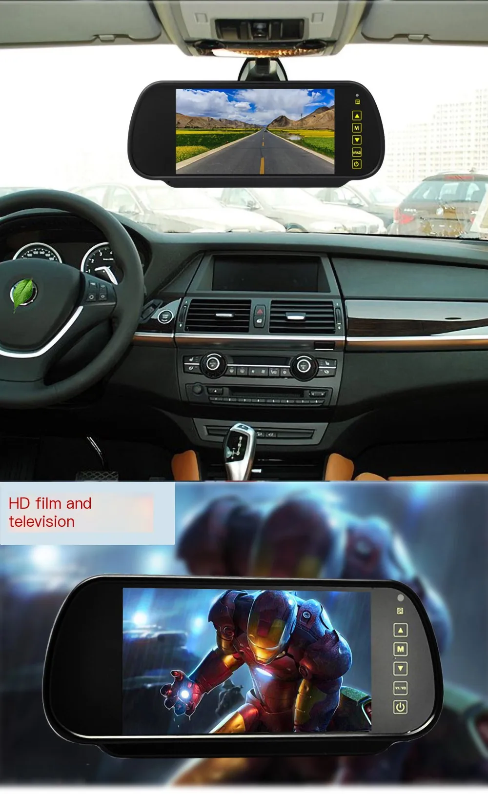 7-Inch High-Definition Achteruitrijcamera Display Twee-weg Av Output 12V-24V Universele voertuig Gemonteerde Monitoring Reverse Beeldweergave