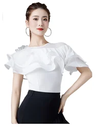 2024 Modern Dance Leotard Women's New National Standard Dance Latin Ballroom Dance Cha Cha Dance Top Performance Costumes 6080