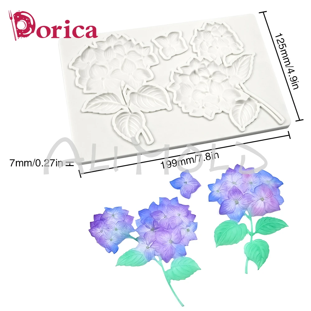 Hydrangea Flower Relief Design Silicone Mold Chocolate Fondant Mould DIY Resin Clay Model Cake Decorating Tools Kitchen Bakeware