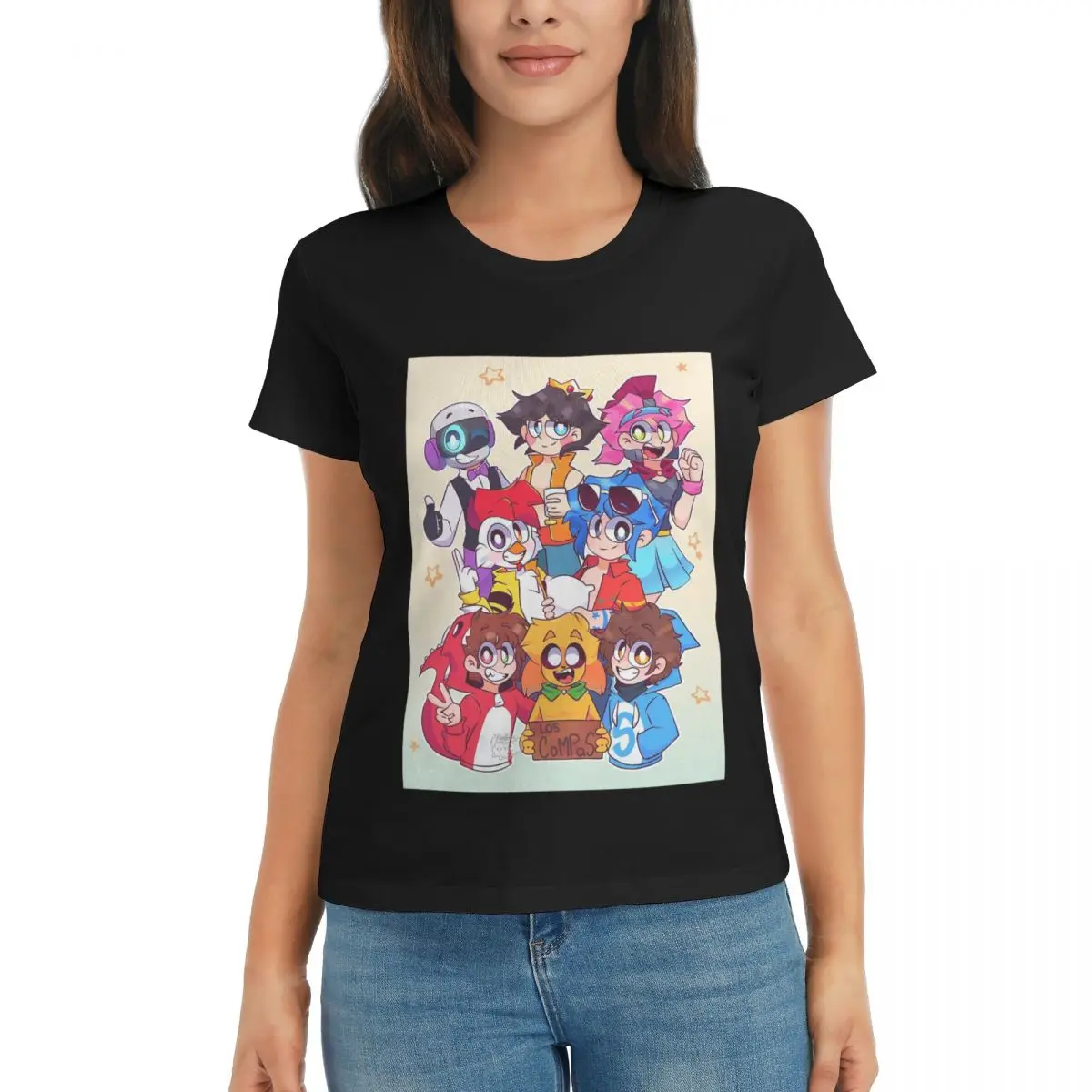 Camiseta de mujer Compas Family verano camisetas de manga corta cuello redondo camisetas de algodón ropa Tops ropa de calle