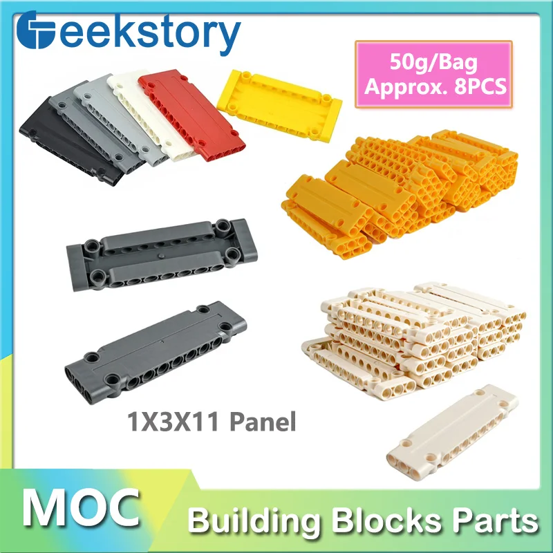 Approx. 8pcs 50g 1X3X11 Panel DIY Toy Technical Building Blocks Parts 15458 Flat Panel Plate For Car MOC Bricks Toys Accessory