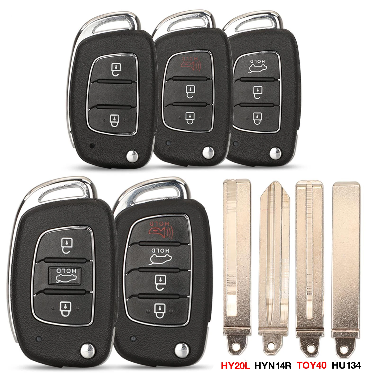 

jingyuqin 2/3/4 BTN Remote Key Shell For Hyundai Tucson Sonata Elantra Mistra Solaris Santa Fe HY20L/HYN14R/TOY40/HU134 Blade