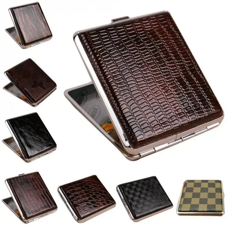 1 Pcs Vintage Leather Cigarette Case Ultra Thin Flip Portable Creative Anti Pressure and Moisture Proof Cigarette Storage Box