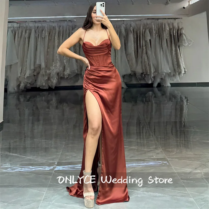 Elegant Mermaid Evening Dress Spaghetti Straps Side Split Prom Dress Formal Occasion Party  Vestidos De Graduaciones Mujer 2024