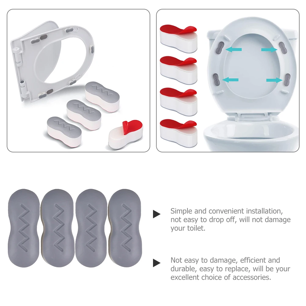 

4 Pcs Toilet Seat Cushion Rubber Buffer Pads Mute Bumpers Gaskets Lid Risers Tpr Home Hotel Efficient Easy Replacement Noise
