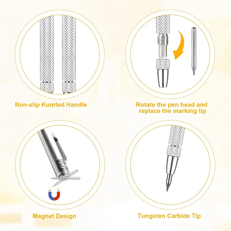 GOOD-ทังสเตนคาร์ไบด์ Scriber,อลูมิเนียมคาร์ไบด์ Scriber ปากกาแม่เหล็ก,แกะสลักปากกาแกะสลักพร้อมคลิป Scribe เครื่องมือ