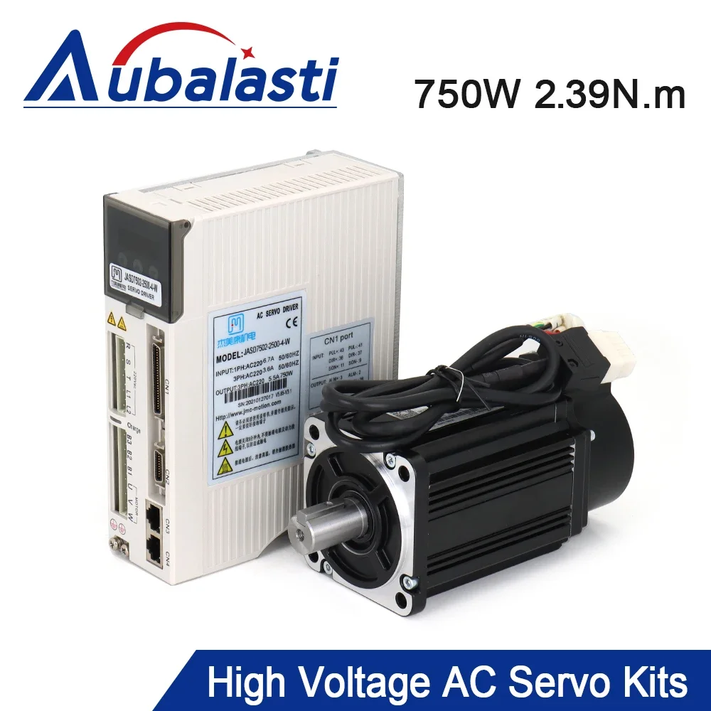 JMC 750W 0.75kw 3000rpm 2.39N.m 80mm AC 220V Servo Motor Drive Kits JASD7502-2500+80JASM07230K-2500C with   Cable 2500 Cable