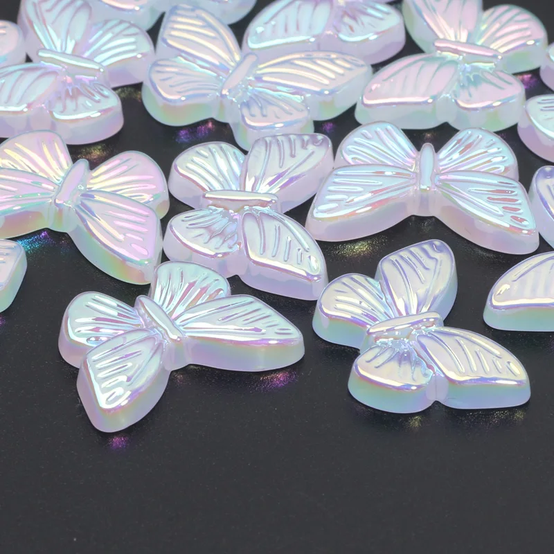 16x23mm 10pcs Pearlescent Color No Hole Acrylic Half Butterfly Bead For Jewelry Making DIY Jewelry Crafts Decoration Accessories