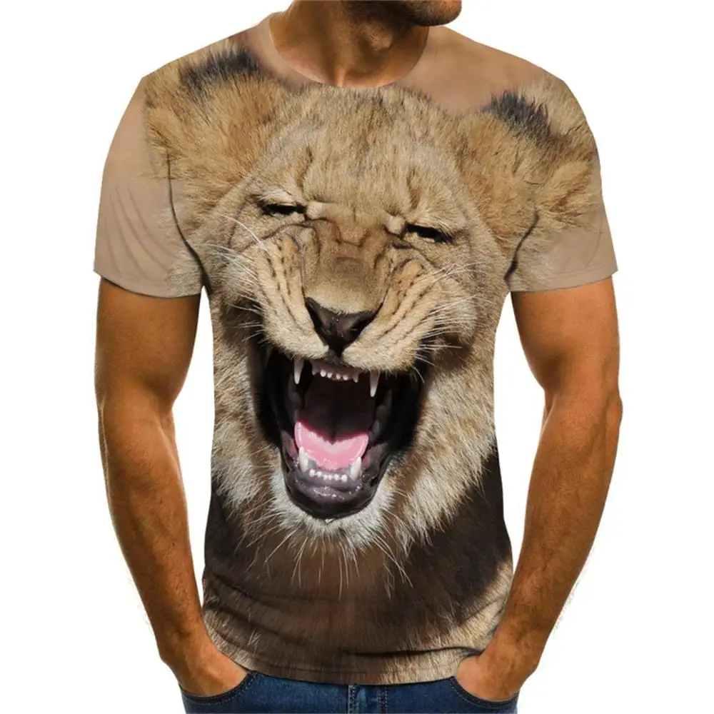 

Men's T-shirt 3D Printed Funny Leopard Design Summer Short Sleeve Casual Round Neck Novelty Streetwear Top