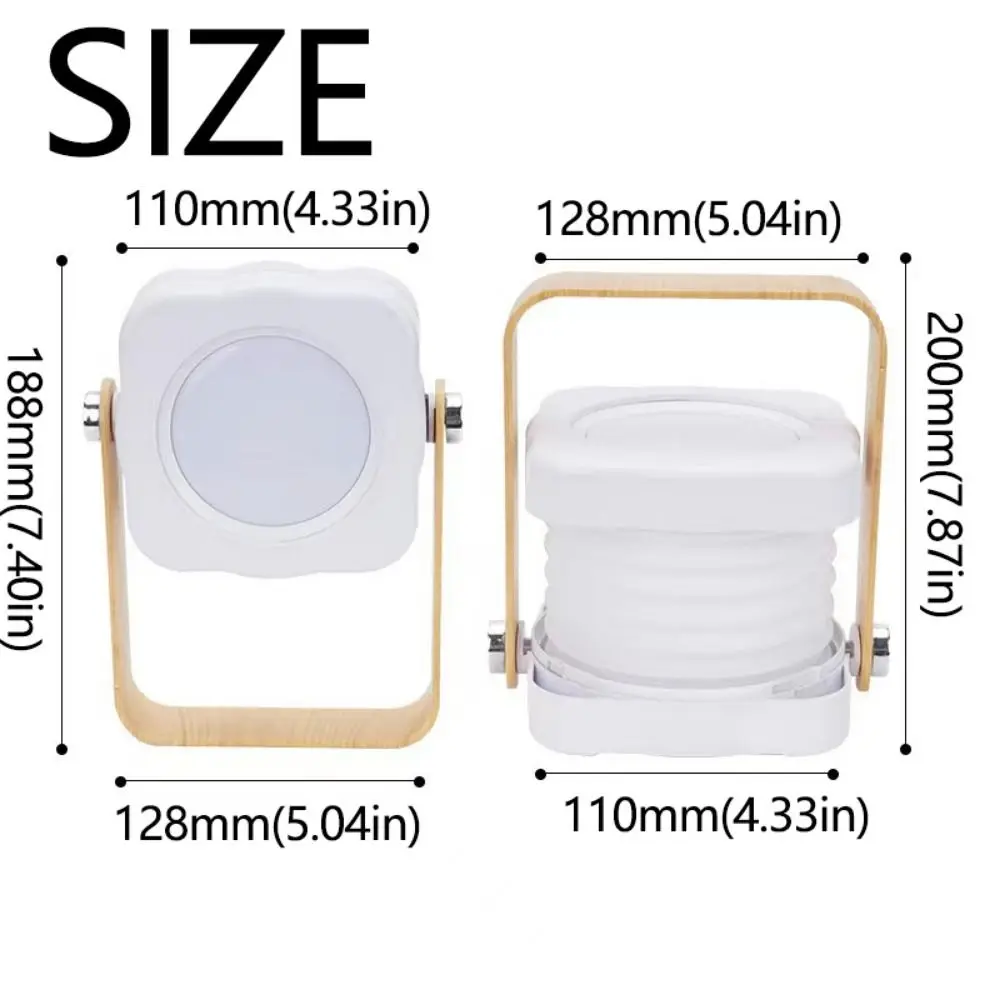 Creative Foldable Night Lights Wood Handle Telescopic Folding Folding LED Table Lamp Touch Control Rechargeable Reading Lamp