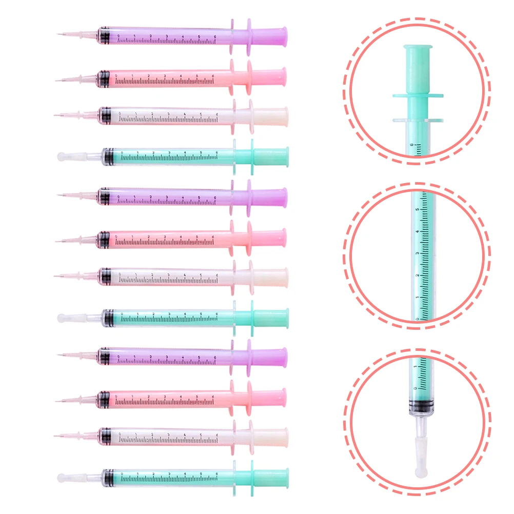 

12Pcs 0.5mm Black Syringe Pens Practical for Children Adult School Supplies Party Favors Crafting
