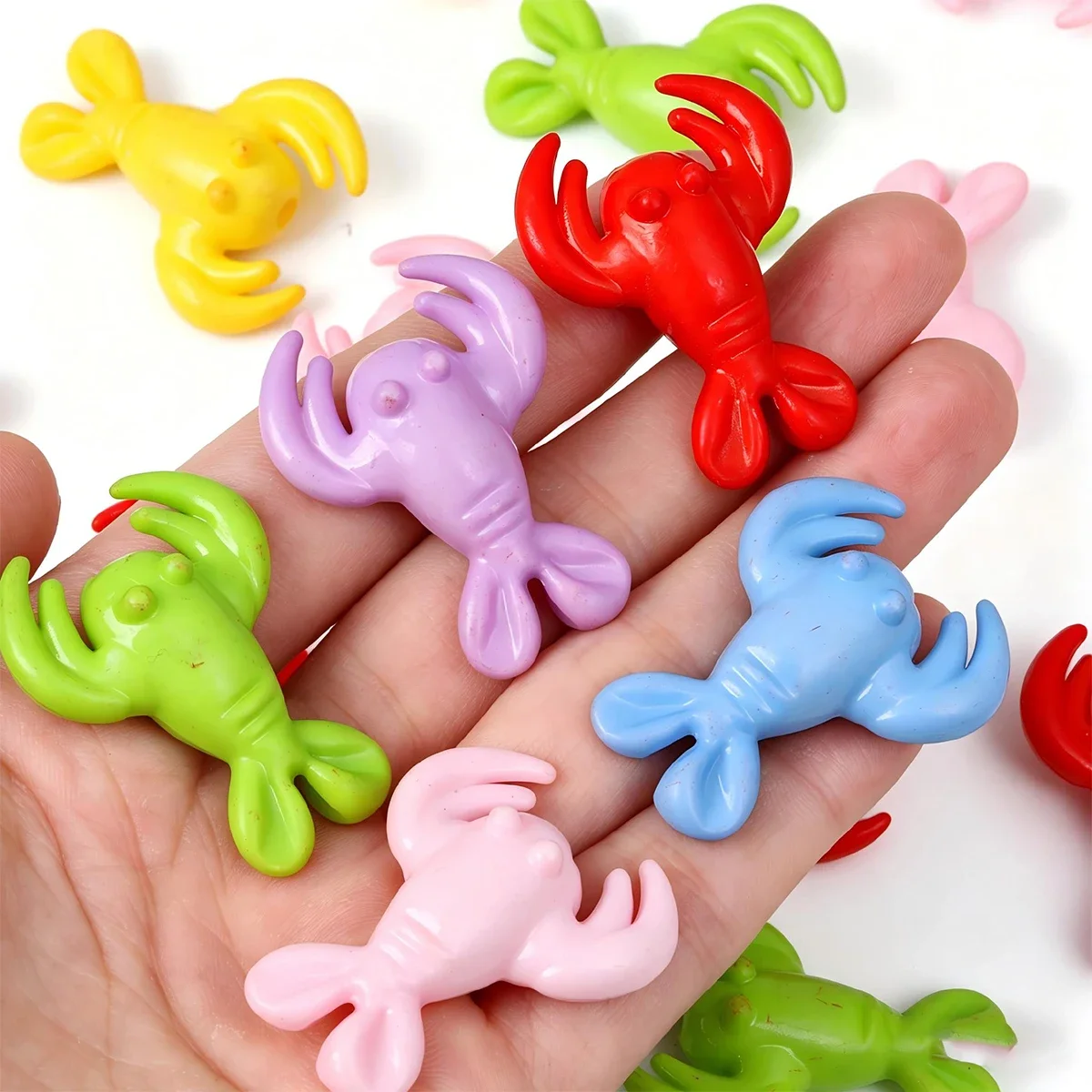 20/40pcs Random Color 36*30mm Glossy Crayfish Shaped Acrylic Loose Beads DIY Bracelet Pen Craft Supplies