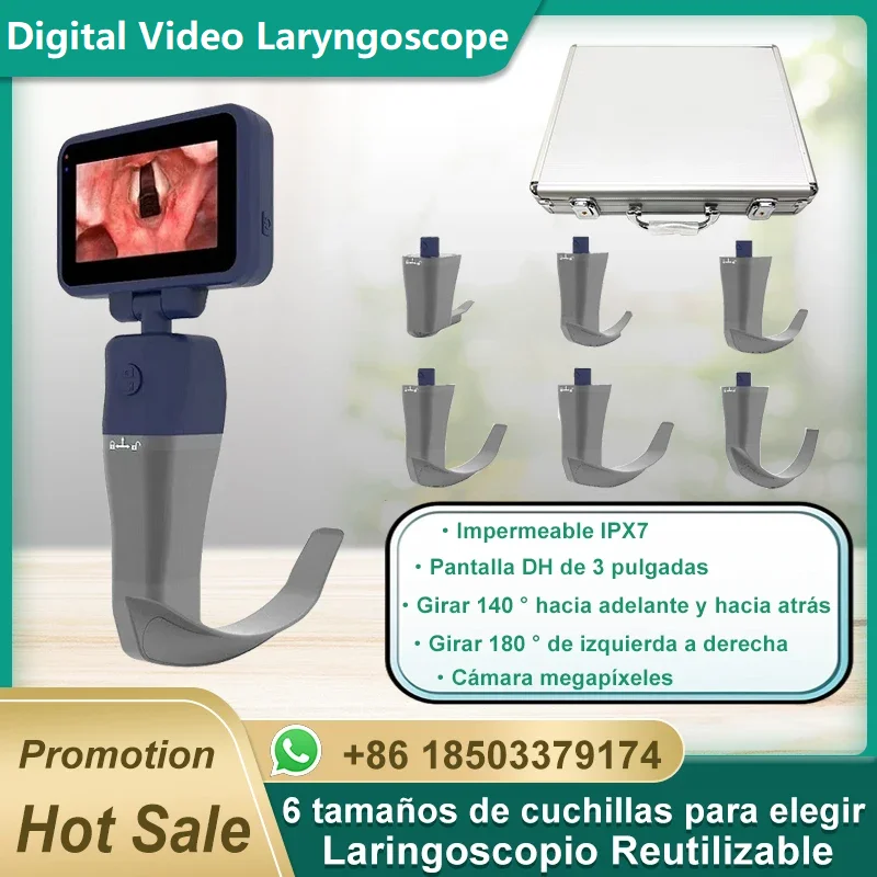 

Video Laryngoscope Reusable Sterilizable Blades Color TFT LCD Digital Video Laryngoscope 6 Stainless Steel Blades Optional