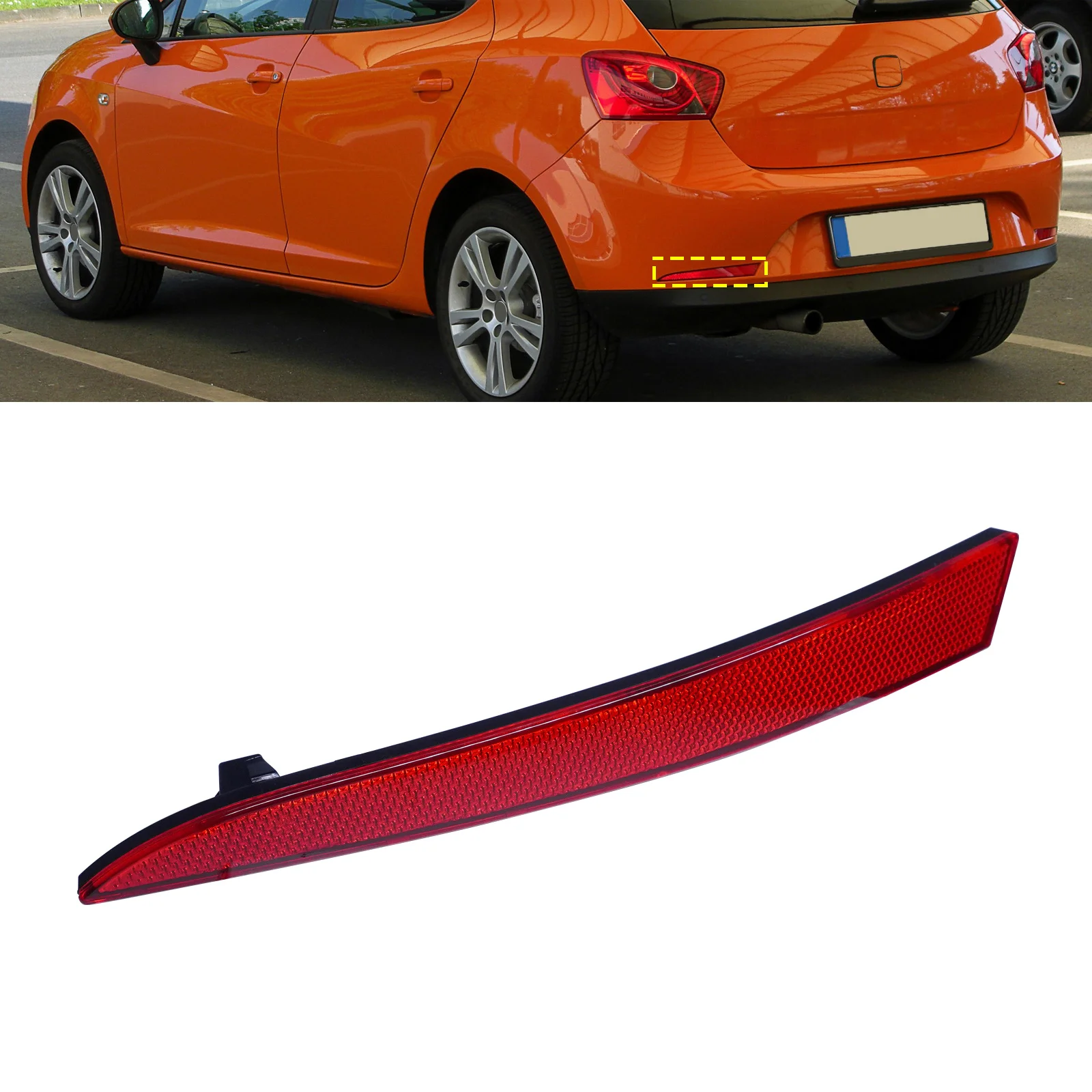 For SEAT Ibiza 6J MK V 2008-12 Left Rear Bumper Reflector Red Lens 6J4945105