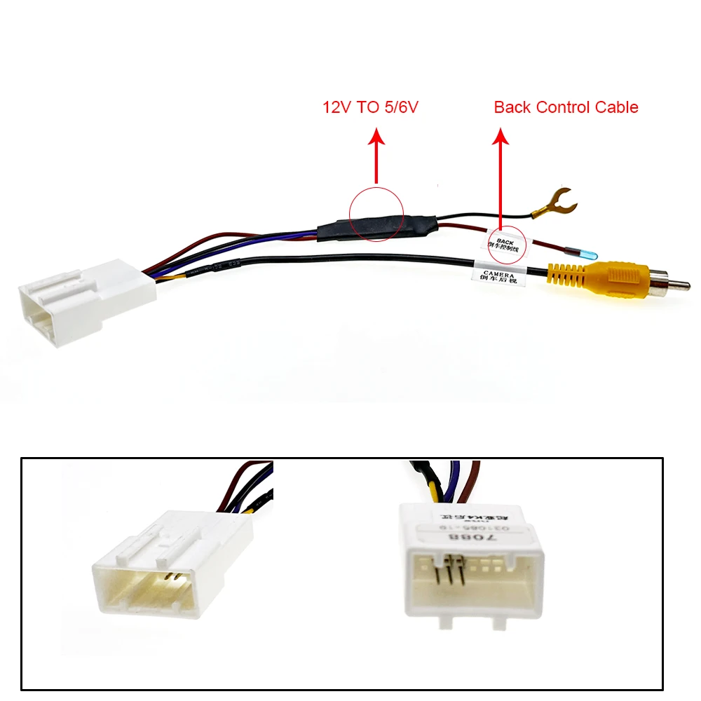 16Pin Car Reverse Camera RCA Connection Video Input Output 12V to 5V Switch Adapter Cable For Kia K3 K4 K5 Hyundai IX25