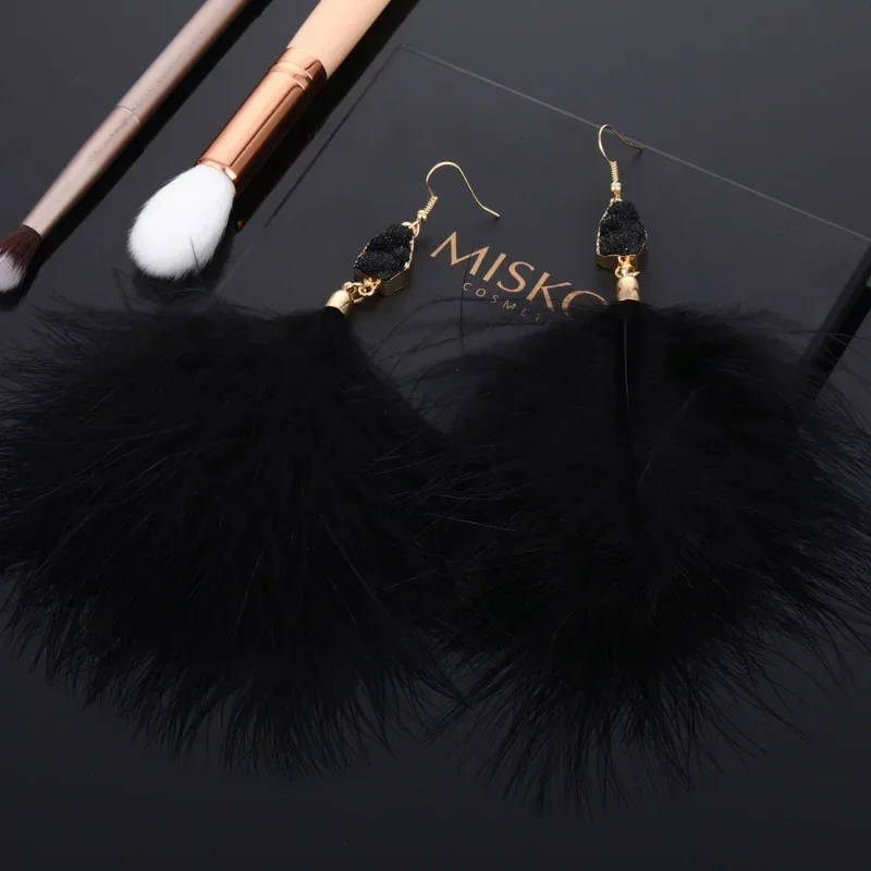 Серьги Женские Long Feather Earrings Large Plush Pendant Tassel Drop Earrings for Women Trendy Boho Wedding Jewelry 귀걸이