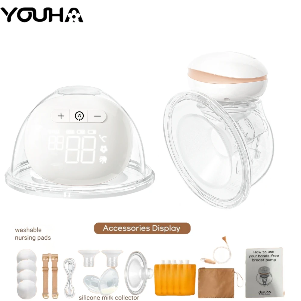 Youha Electric Breast Pump Handsfree BPA Free LowNoise Powrful Suction Milk Collector Portable DoubleWearable Breastfeeding Pump