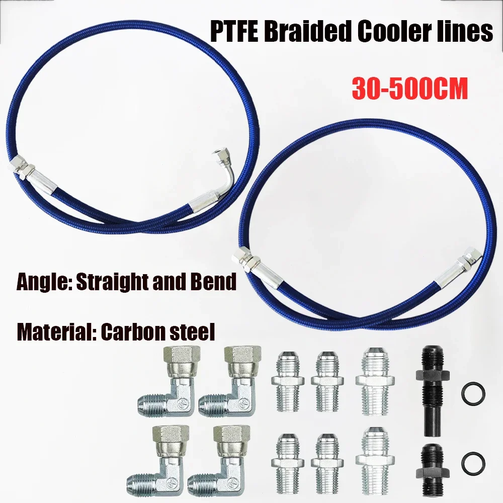 Stainless Steel Flexible Braided Transmission Cooler Hoses/Line 30-500CM Fuel pipe0-90° Optional AN-6 Inverted end