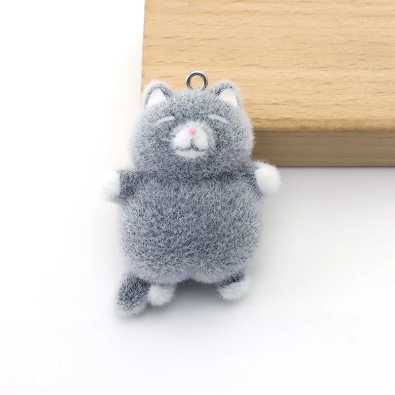 

15pcs Snooze Cat Plush Charms Cute Animals Flocking Resin Pendant for Jewelry Making Diy Earring Keychain Accessories Material