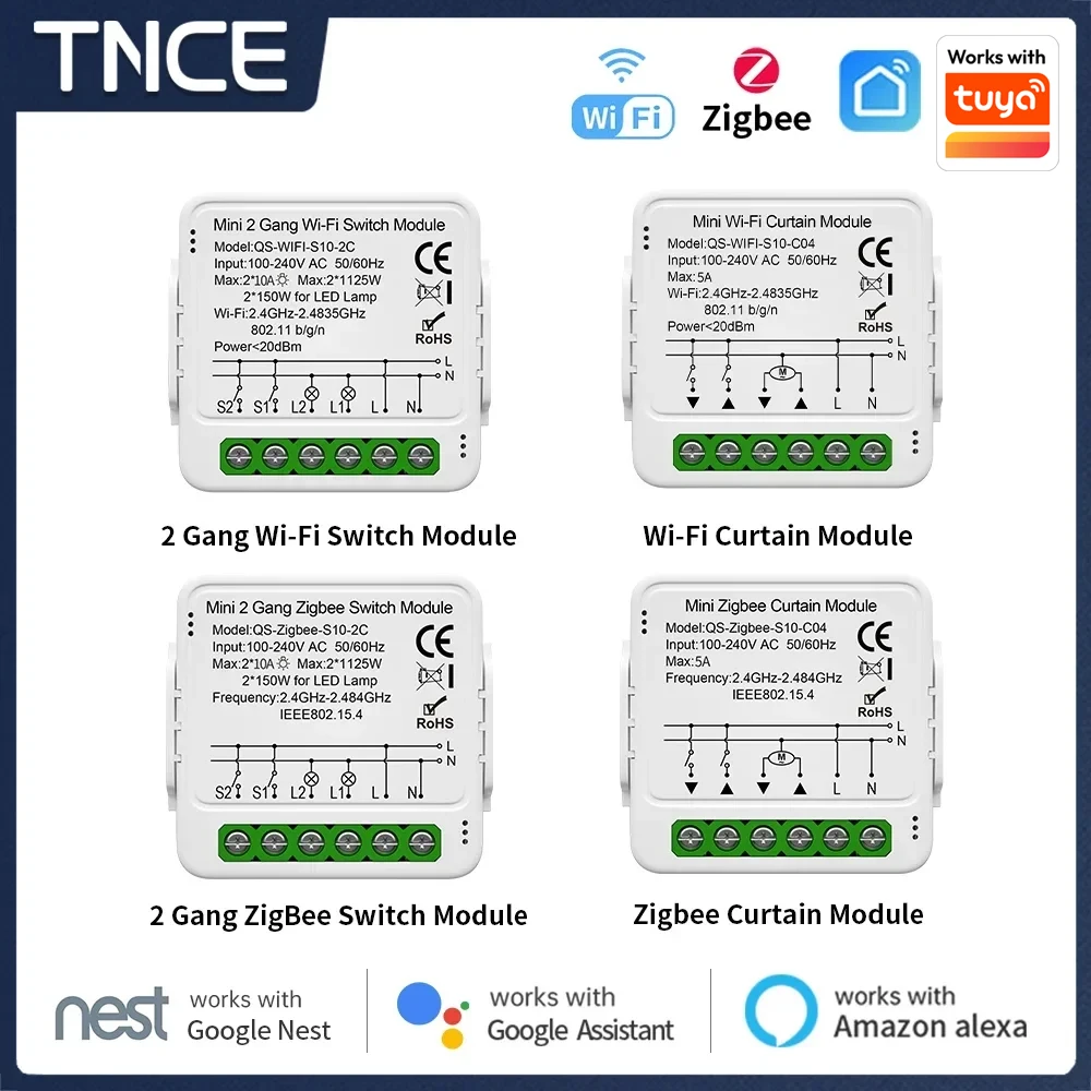 TNCE Tuya Switch Light Curtain Dimmer WIFI Zigbee, Smart DIY MINI Module, 2-way Controller, Roller Blinds Shutter Breaker alexa